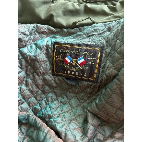 Express French Country Olive‎ Green Hooded Faux Fur Lined Jacket Size S - Picture 6 of 10
